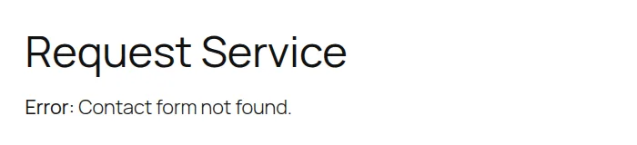 WordPress page showing Error: Contact form not found in place of a contact form