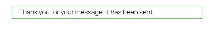 Contact Form 7 green success message reading Thank you for your message. It has been sent.