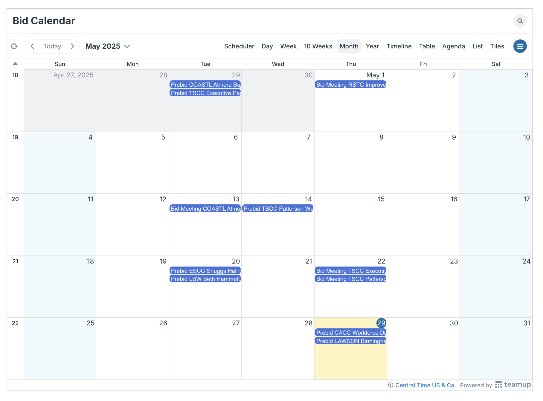 A shared calendar platform designed to organize open bid opportunities across the system, built for clarity and ease of use.