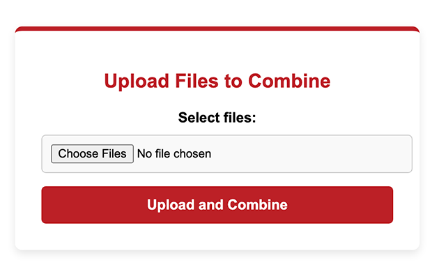 A simple, self-hosted PDF merging tool built for internal use, reducing bottlenecks and dependency on third-party apps.